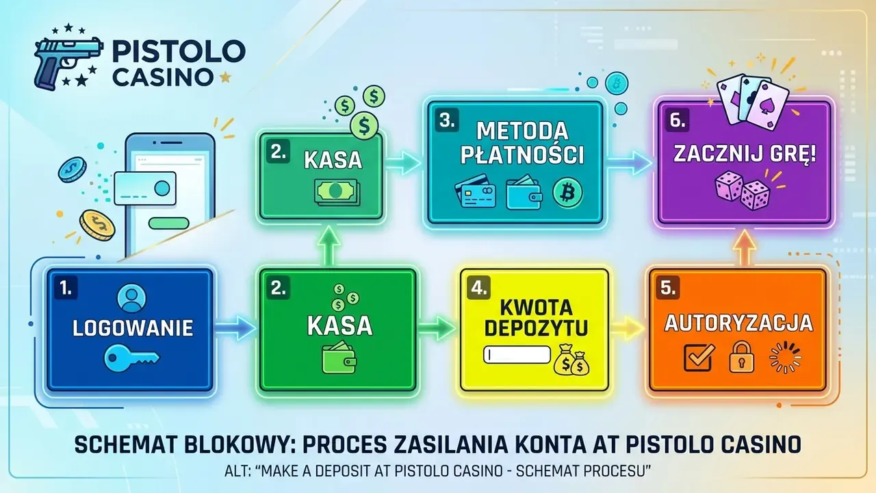 make a deposit at pistolo casino - schemat procesu